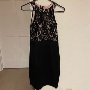 Black and nude cocktail dress